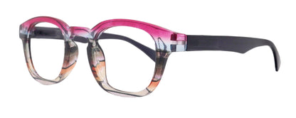 Sorbet Premium Reading Glasses High End Readers +1.25 .. +4.00 (Rose, Brown Transparent) Round Optical Frames. NY Fifth Avenue. by NY Fifth Avenue
