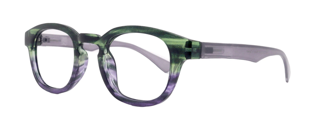 Sorbet Premium Reading Glasses High End Readers +1.25 .. +4.00 (Purple, Green Transparent) Round Optical Frames. NY Fifth Avenue. by NY Fifth Avenue