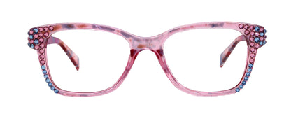 Azul, (Bling) Reading Glasses 4 Women W (Aquamarine N Rose)Genuine European Crystals. +1.5..+3 NY Fifth Avenue (Wide frame) by NY Fifth Avenue