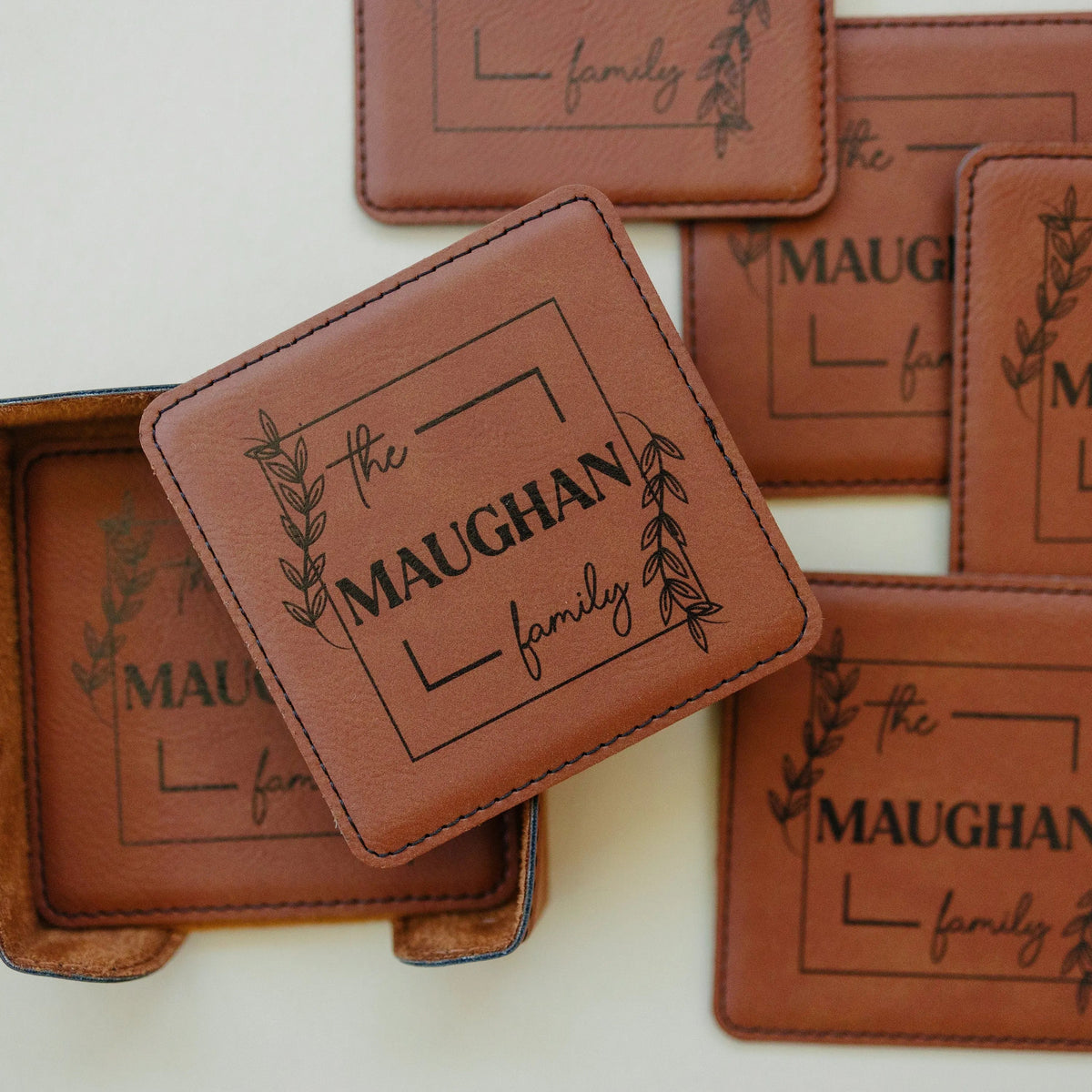 Wedding Gift | Custom Coaster Set | Bridal Shower Gift | Personalized Wedding Gift For Couple | Housewarming Gift | Set Of 6 by Joyful Moose