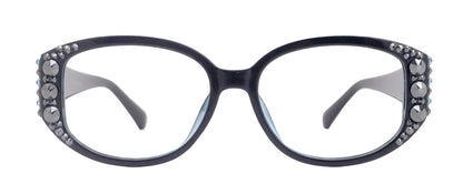 Petunia Oversized Bling Reading Glasses, BK W Aquamarine, Large Frame, High End Readers, Bifocal, Sun readers, Trendy Style, NY Fifth Avenue by NY Fifth Avenue