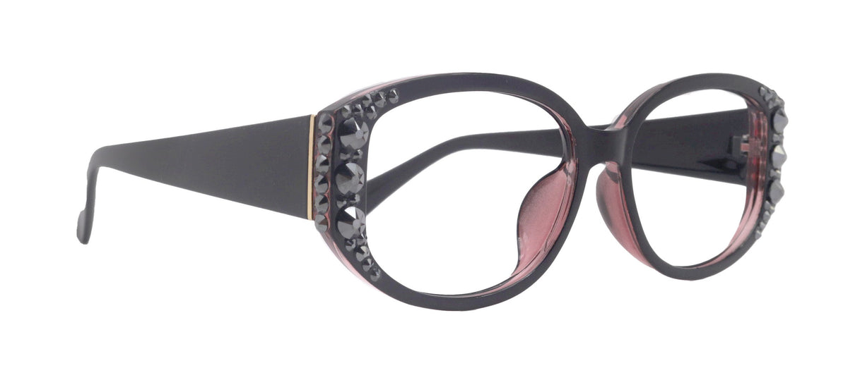 Petunia Oversized Bling Reading Glasses, Hematite, Large Frame, High-End Readers, Bifocal, Sun readers, Trendy Style, NY Fifth Avenue by NY Fifth Avenue