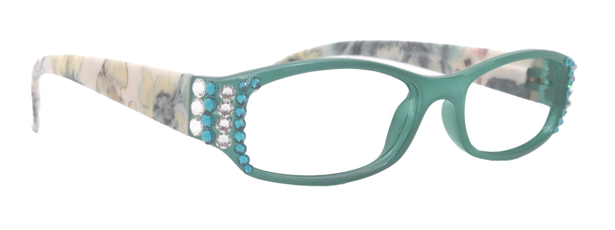 Rosie Bling Reading Glasses Women W (Clear N Turquoise) Genuine European Crystals (Turquoise / Green) NY Fifth Avenue by NY Fifth Avenue