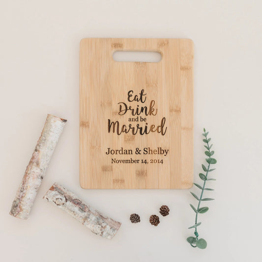 Personalized Wedding Gift Cutting Board, unique wedding gift for couple, Custom Bamboo Wood Board, personalized cutting board wedding gift by Joyful Moose