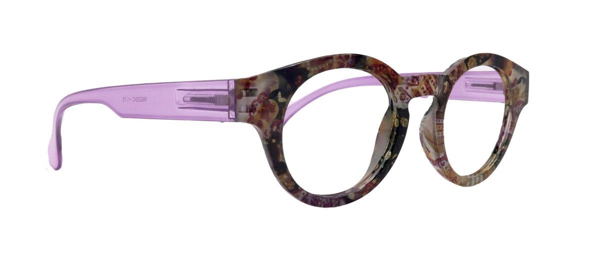 Xochitl, Premium Reading Glasses High-End Readers +1.25 .. +3.00 (Purple Paisley ) Round Optical Frames. NY Fifth Avenue. by NY Fifth Avenue