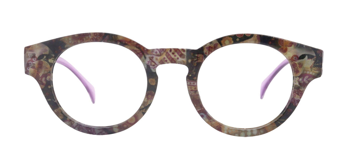 Xochitl, Premium Reading Glasses High-End Readers +1.25 .. +3.00 (Purple Paisley ) Round Optical Frames. NY Fifth Avenue. by NY Fifth Avenue