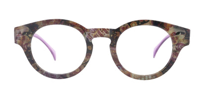 Xochitl, Premium Reading Glasses High-End Readers +1.25 .. +3.00 (Purple Paisley ) Round Optical Frames. NY Fifth Avenue. by NY Fifth Avenue