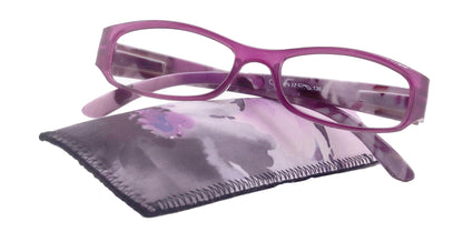 Rosie Premium Reading Glasses, Fashion Reader (Flower Purple) Print, Oval Shape +4 High Magnification, NY Fifth Avenue (Wide Frame) by NY Fifth Avenue