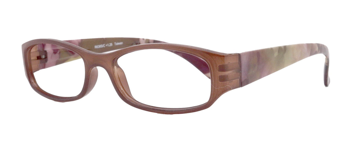 Rosie Premium Reading Glasses, Fashion Reader (Flower Brown) Print, Oval Shape +4 High Magnification, NY Fifth Avenue by NY Fifth Avenue