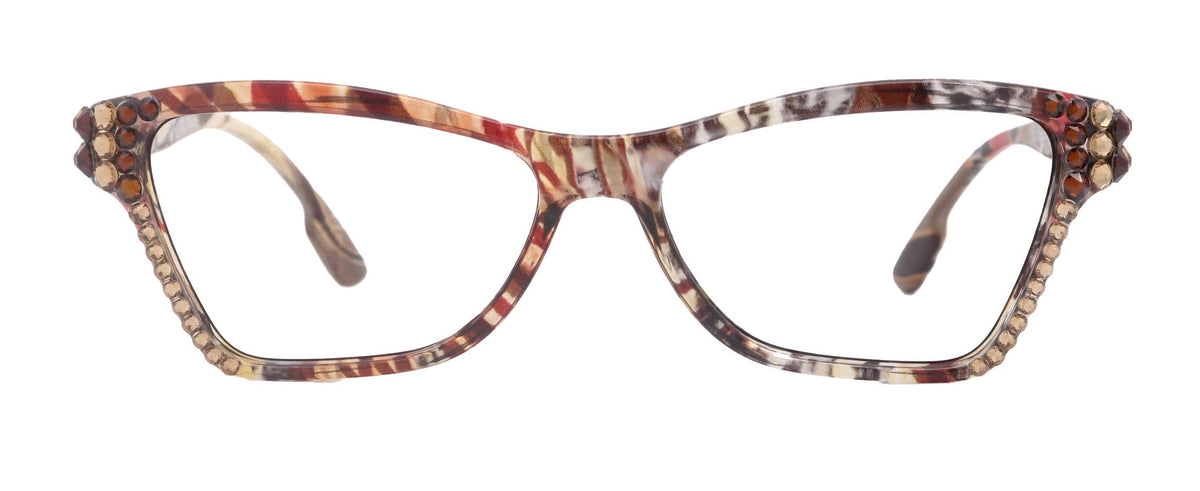 Avian, (Bling) Women Reading Glasses w (Ligth Colorado, Copper ) Genuine European Crystals, Magnifying Cat Eye (brown) NY Fifth Avenue by NY Fifth Avenue