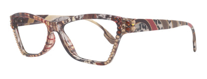 Avian, (Bling) Women Reading Glasses w (Ligth Colorado, Copper ) Genuine European Crystals, Magnifying Cat Eye (brown) NY Fifth Avenue by NY Fifth Avenue