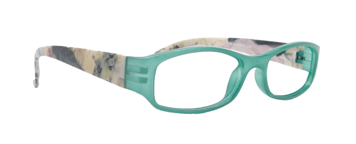 Rosie Premium Reading Glasses, Fashion Reader (Flower Turquoise / Green) Print, Oval Shape +4 High Magnification, NY Fifth Avenue by NY Fifth Avenue