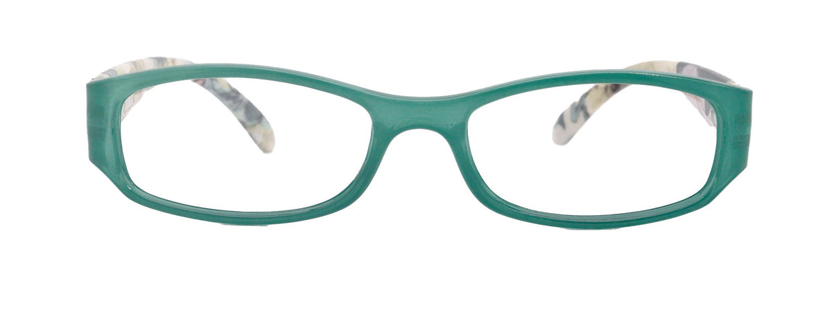 Rosie Premium Reading Glasses, Fashion Reader (Flower Turquoise / Green) Print, Oval Shape +4 High Magnification, NY Fifth Avenue by NY Fifth Avenue