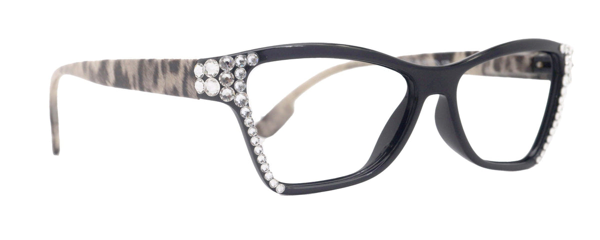 Avian, (Bling) Women Reading Glasses w (Clear) Genuine European Crystals, Magnifying Cat Eye (Black) NY Fifth Avenue by NY Fifth Avenue