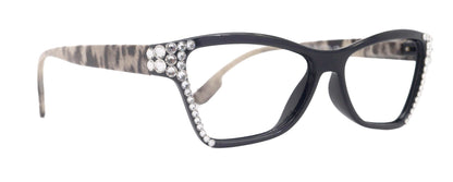 Avian, (Bling) Women Reading Glasses w (Clear) Genuine European Crystals, Magnifying Cat Eye (Black) NY Fifth Avenue by NY Fifth Avenue