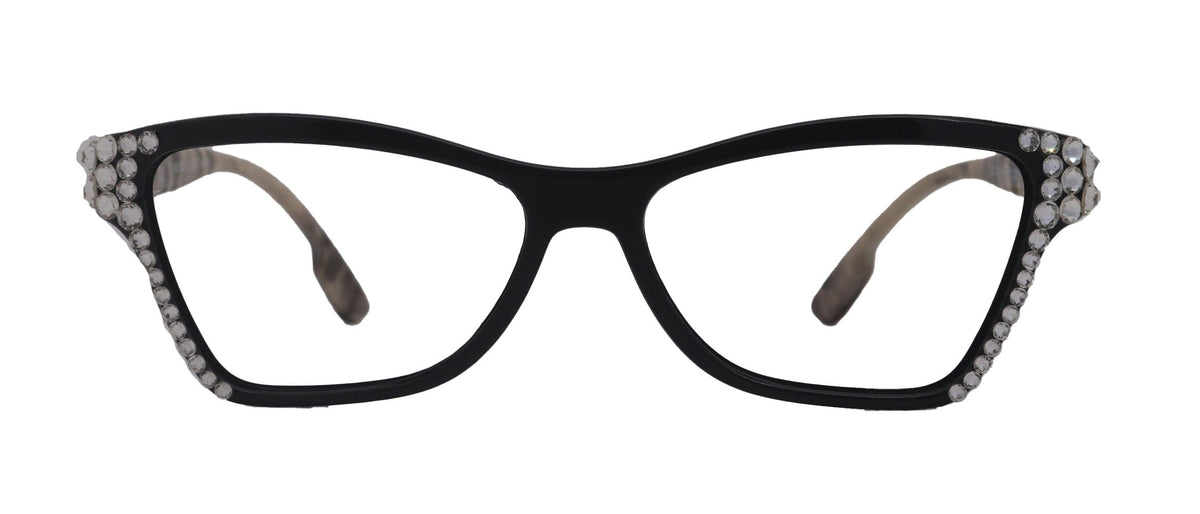 Avian, (Bling) Women Reading Glasses w (Clear) Genuine European Crystals, Magnifying Cat Eye (Black) NY Fifth Avenue by NY Fifth Avenue