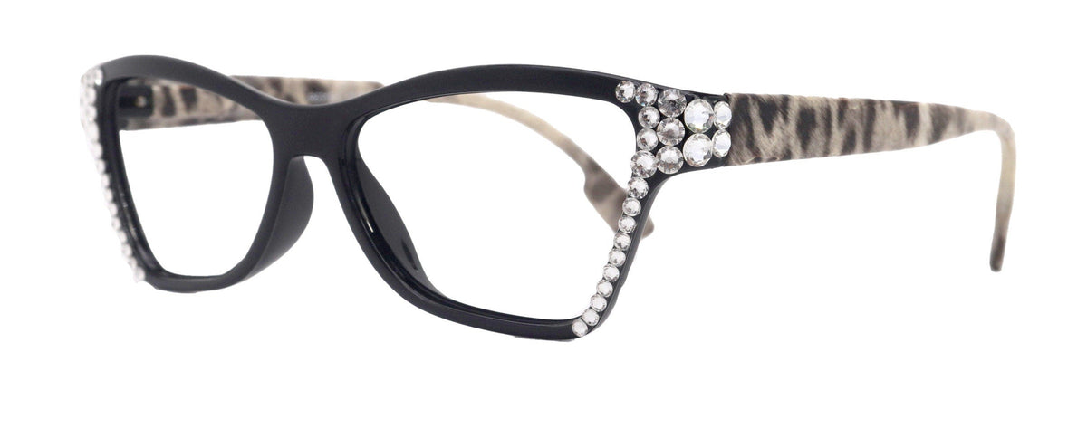 Avian, (Bling) Women Reading Glasses w (Clear) Genuine European Crystals, Magnifying Cat Eye (Black) NY Fifth Avenue by NY Fifth Avenue