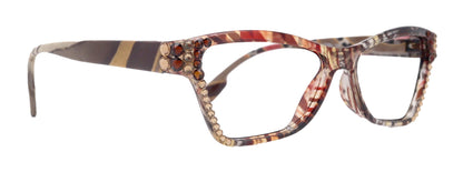 Avian, (Bling) Women Reading Glasses w (Ligth Colorado, Copper ) Genuine European Crystals, Magnifying Cat Eye (brown) NY Fifth Avenue by NY Fifth Avenue