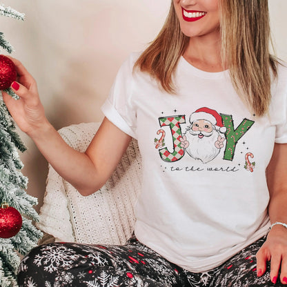Merry Christmas Shirt, Joy to the World Santa Christmas Shirt, Christmas Family Shirt, Christmas tees by Joyful Moose