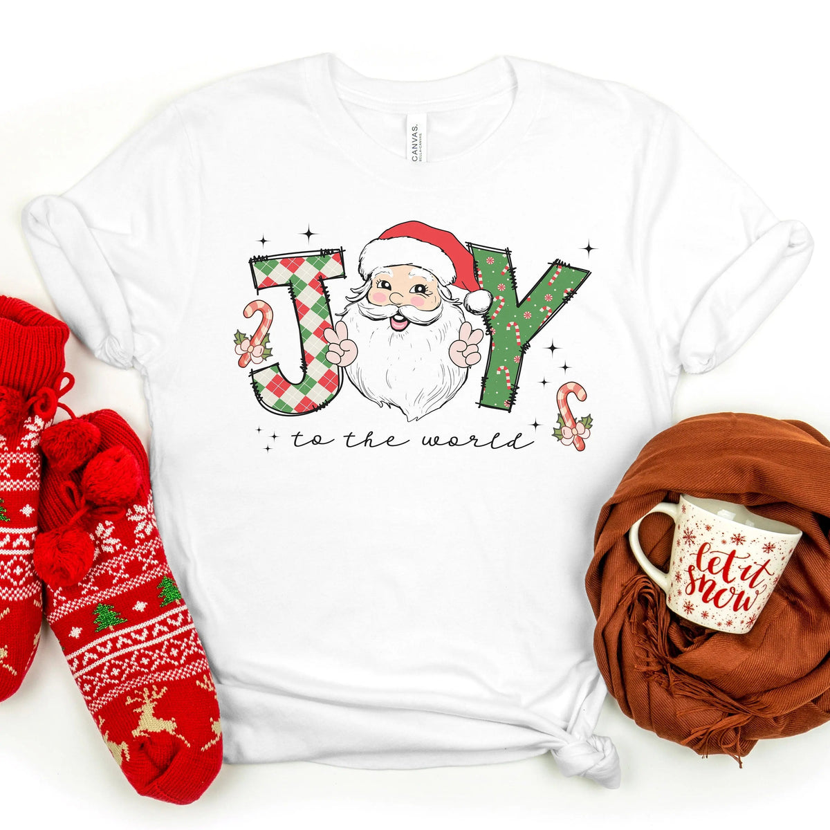 Merry Christmas Shirt, Joy to the World Santa Christmas Shirt, Christmas Family Shirt, Christmas tees by Joyful Moose