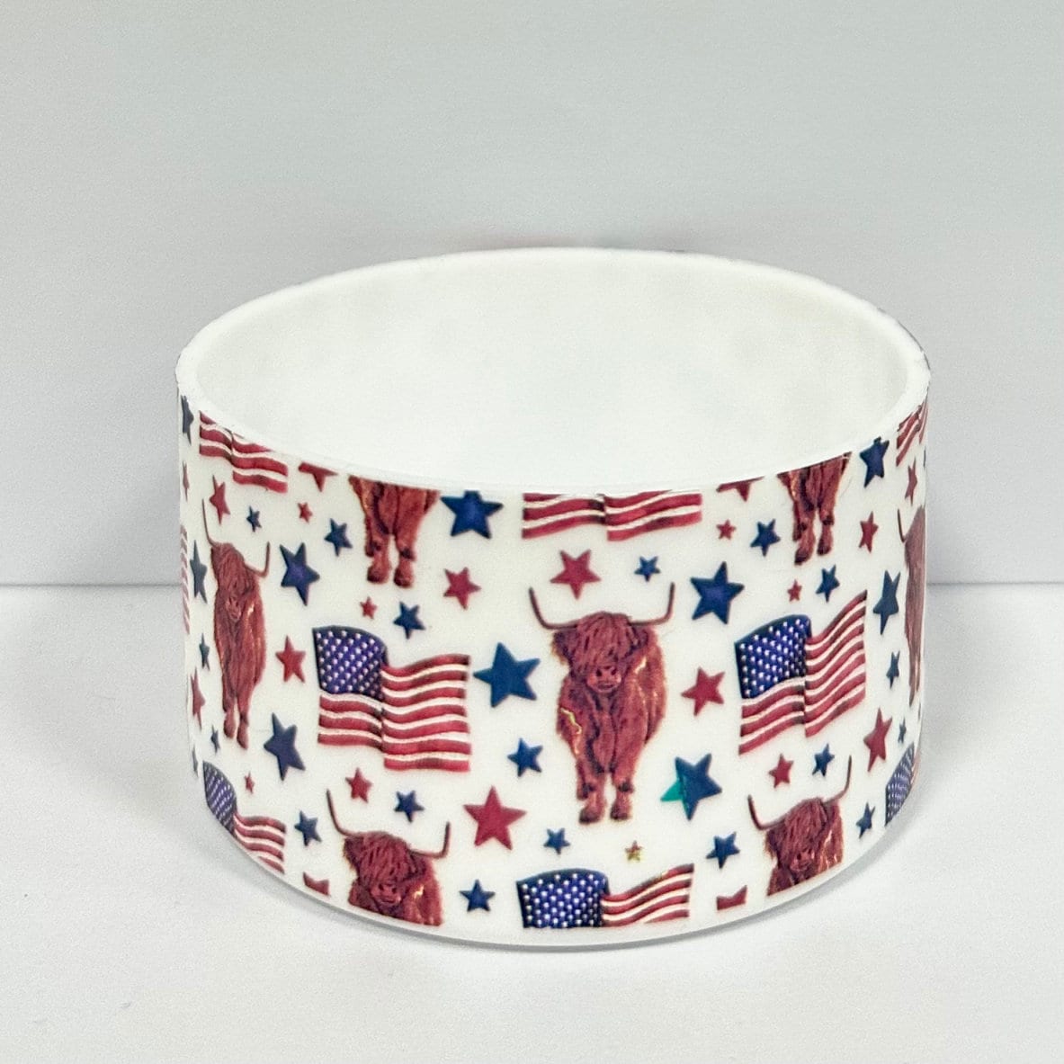 USA Highland Cow silicon boot bumper for tumbler by THE SALTY CHIC
