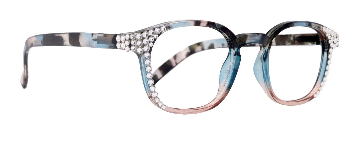 Havana, BLING (Blue Light Glasses) Reading, High End Readers, Magnifying (W Clear ) Genuine European Crystals (Square) NY Fifth Avenue by NY Fifth Avenue
