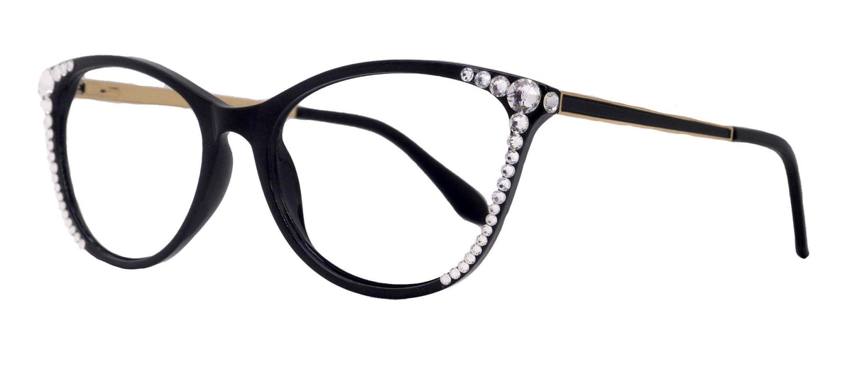 Cattitude Bling Reading Glasses 4 Women W Clear Genuine European Crystals, Magnifying Cat Eye NY Fifth Avenue by NY Fifth Avenue