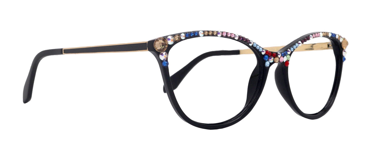 Cattitude Bling Reading Glasses 4 Women W Multi Color Genuine European Crystals, Magnifying Cat Eye NY Fifth Avenue by NY Fifth Avenue