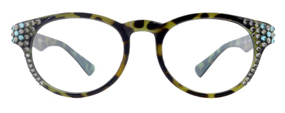 Brook, (Line Bifocal) Bling Reading Glasses, W Black Diamond N Blue Genuine European Crystals +1.25 to +3 (Tortoise Blue) NY Fifth Avenue by NY Fifth Avenue