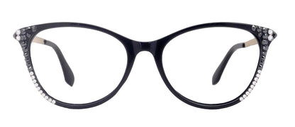 Cattitude Bling Reading Glasses 4 Women W Hematite N Clear Genuine European Crystals, 1.00 to 4.00 Magnifying Cat Eye NY Fifth Avenue by NY Fifth Avenue