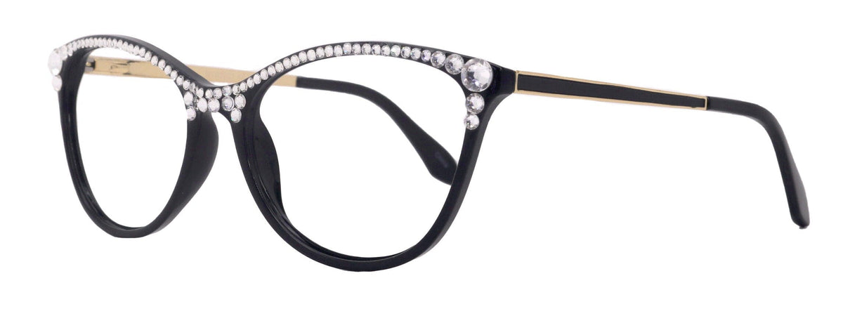 Cattitude Bling Reading Glasses 4 Women W Clear on Top Genuine European Crystals, Magnifying Cat Eye NY Fifth Avenue by NY Fifth Avenue
