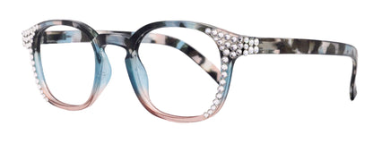 Havana, BLING (Blue Light Glasses) Reading, High End Readers, Magnifying (W Clear ) Genuine European Crystals (Square) NY Fifth Avenue by NY Fifth Avenue