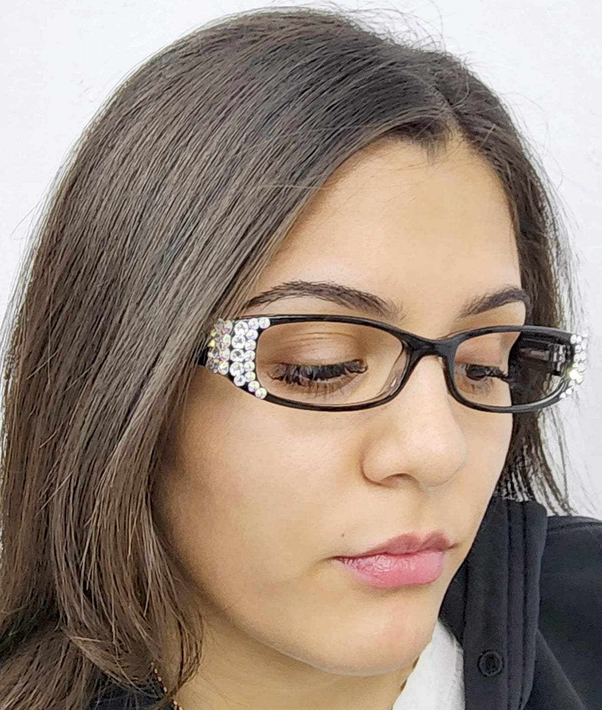 Elise, Bling Reading Glasses For Women W (Clear)Genuine European Crystals rectangular (Black) +1.25 ..+3, NY Fifth Avenue. by NY Fifth Avenue