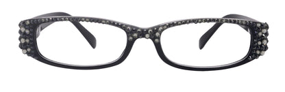 Elise, Bling Reading Glasses For Women W Full Top (B)Genuine European Crystals rectangular (Black) +1.25 ..+3, NY Fifth Avenue. by NY Fifth Avenue