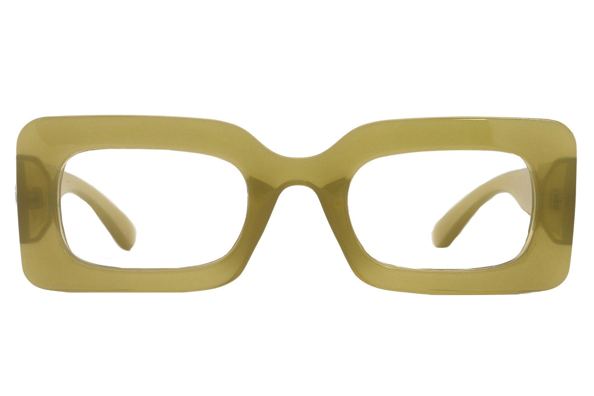 Sophie Premium Reading Glasses, High End Readers +1.25..+3 Magnifying Glasses Olive transparent Rectangular NY Fifth Avenue by NY Fifth Avenue