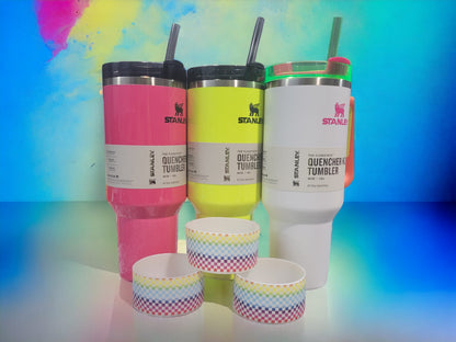 Bright AF Checkers Silicone Boot Bumper Sleeve for tumblers by THE SALTY CHIC