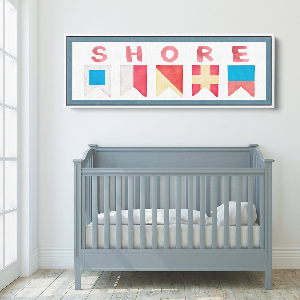 Framed Shore House Sign - Nautical Flag Canvas Coastal Wall Decor by Off The Square Designs