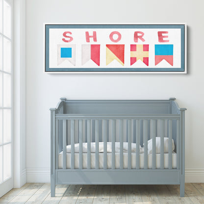 Framed Shore House Sign - Nautical Flag Canvas Coastal Wall Decor by Off The Square Designs