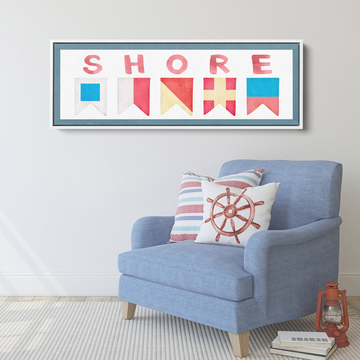 Framed Shore House Sign - Nautical Flag Canvas Coastal Wall Decor by Off The Square Designs