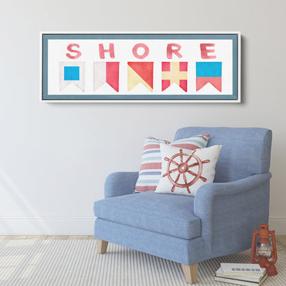 Framed Shore House Sign - Nautical Flag Canvas Coastal Wall Decor by Off The Square Designs