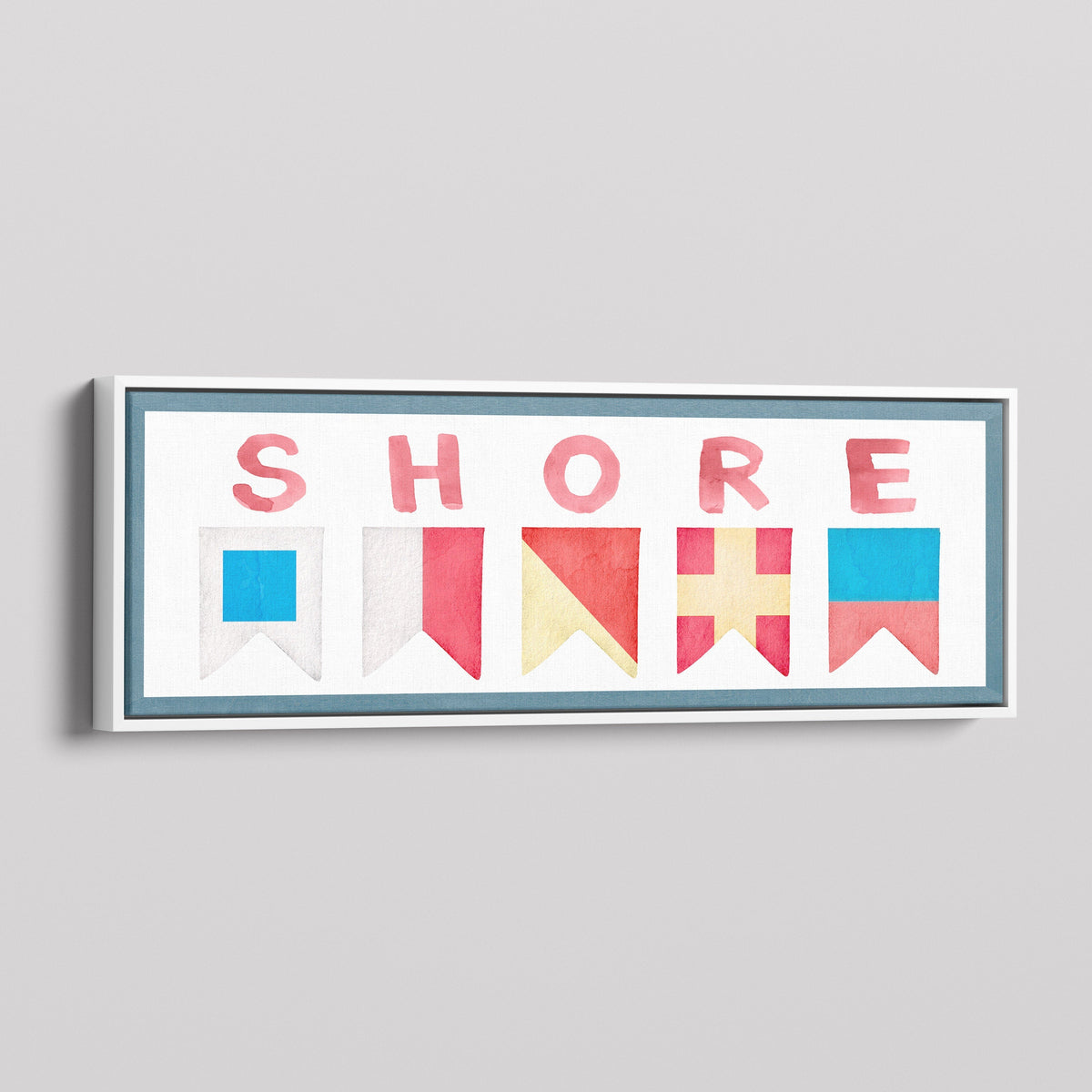 Framed Shore House Sign - Nautical Flag Canvas Coastal Wall Decor by Off The Square Designs