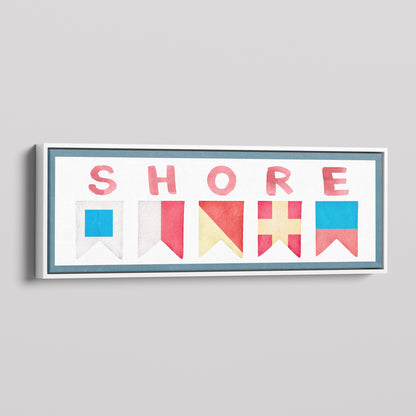 Framed Shore House Sign - Nautical Flag Canvas Coastal Wall Decor by Off The Square Designs
