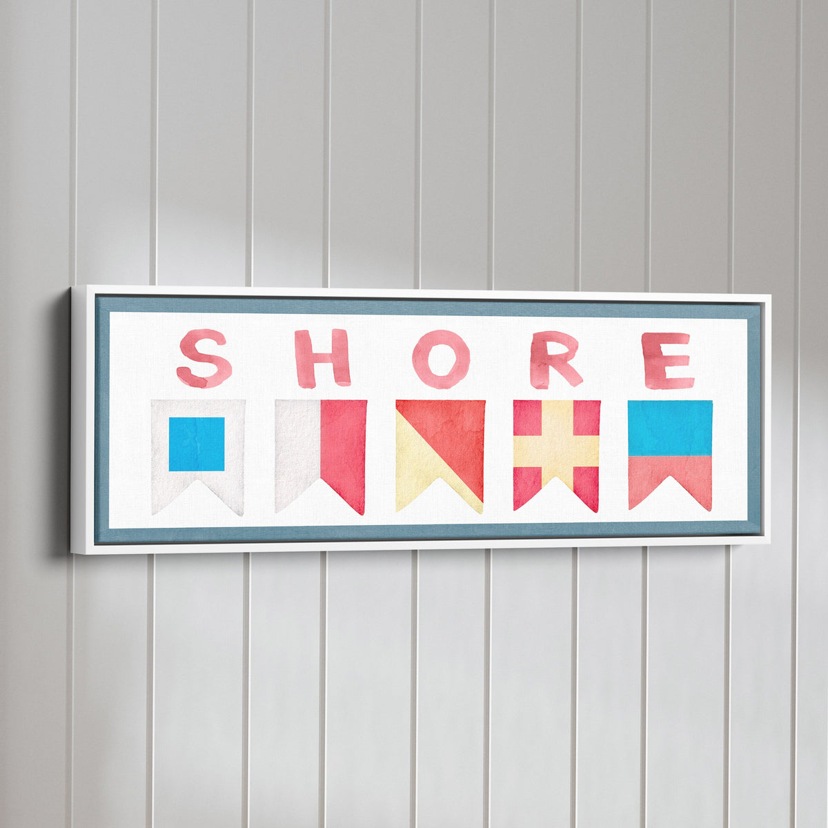 Framed Shore House Sign - Nautical Flag Canvas Coastal Wall Decor by Off The Square Designs