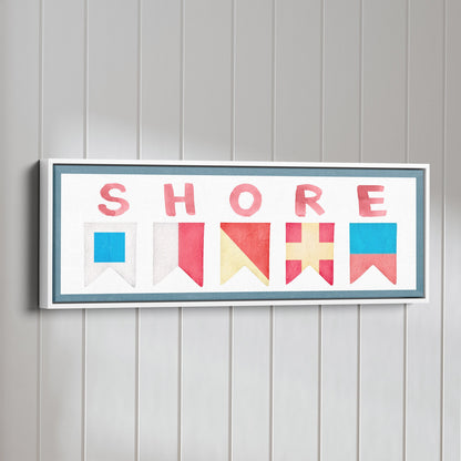 Framed Shore House Sign - Nautical Flag Canvas Coastal Wall Decor by Off The Square Designs