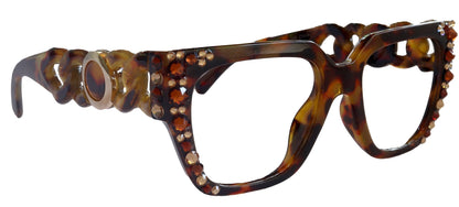 Belleville, Bling Line Bifocal OR Non-Bifocal Reading Glasses, Women Readers, W European crystals, Square optical Frames by NY Fifth Avenue