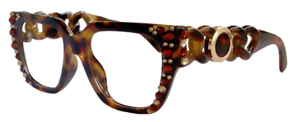 Belleville, Bling Line Bifocal OR Non-Bifocal Reading Glasses, Women Readers, W European crystals, Square optical Frames by NY Fifth Avenue