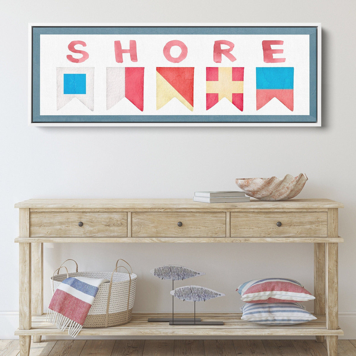 Framed Shore House Sign - Nautical Flag Canvas Coastal Wall Decor by Off The Square Designs