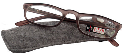 Morgan Premium Reading Glasses HighEnd Magnifying Readers, Transparent Brown Small Rectangular Frame, Inspired by NY Fifth Avenue Lower nose by NY Fifth Avenue