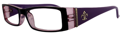 The French (Fleur De Lis) Bayonetta-style, rectangular High-End Women Reading Glasses Spring temple Optical Frame NY Fifth Avenue by NY Fifth Avenue