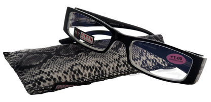 The French (Fleur De Lis) Bayonetta-style, Black rectangular High-End Women Reading Glasses Spring temple Optical Frame NY Fifth Avenue by NY Fifth Avenue